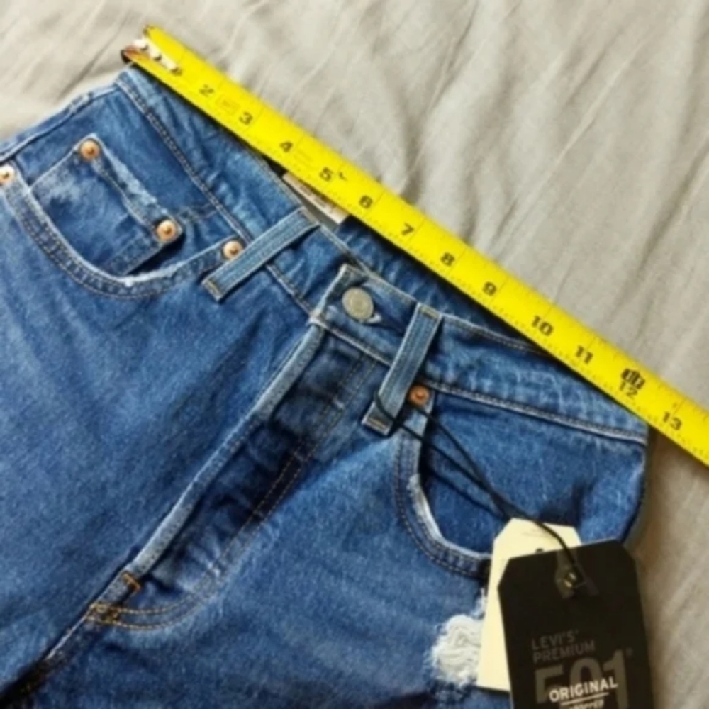Levi's 501 Crop High Rise Denim Jeans Charleston Fun Mom 90s Straight Leg - Picture 5 of 10